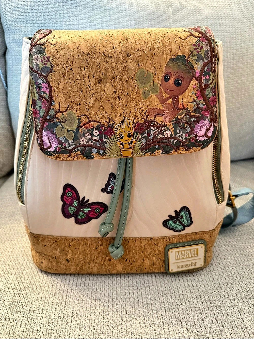 Marvel Groot floral cork backpack Floral Cork Backpack Brown & White Like New